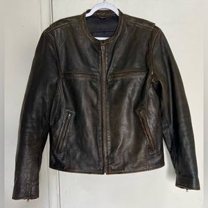 100% Leather Motorcycle Leather Jacket - Brown, Used but in Great Condition!